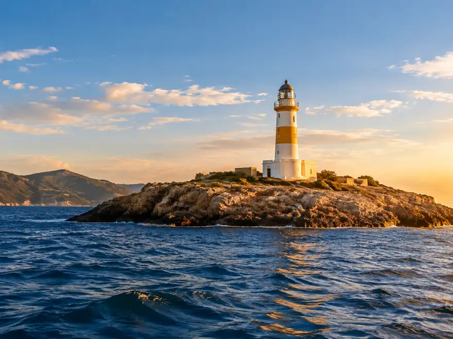 The Punta Carena lighthouse on the southwestern tip